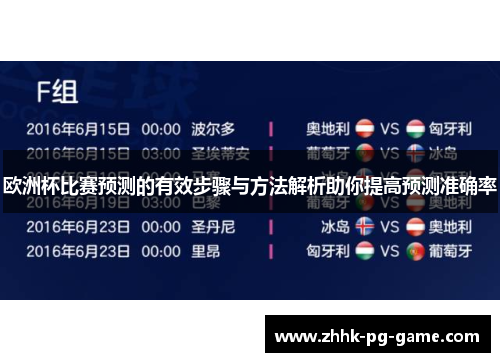 欧洲杯比赛预测的有效步骤与方法解析助你提高预测准确率